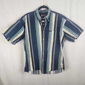 CHAPS RALPH LAUREN Y2K Stripe Shirt L Blue Green Yellow Preppy 90s Minimalist